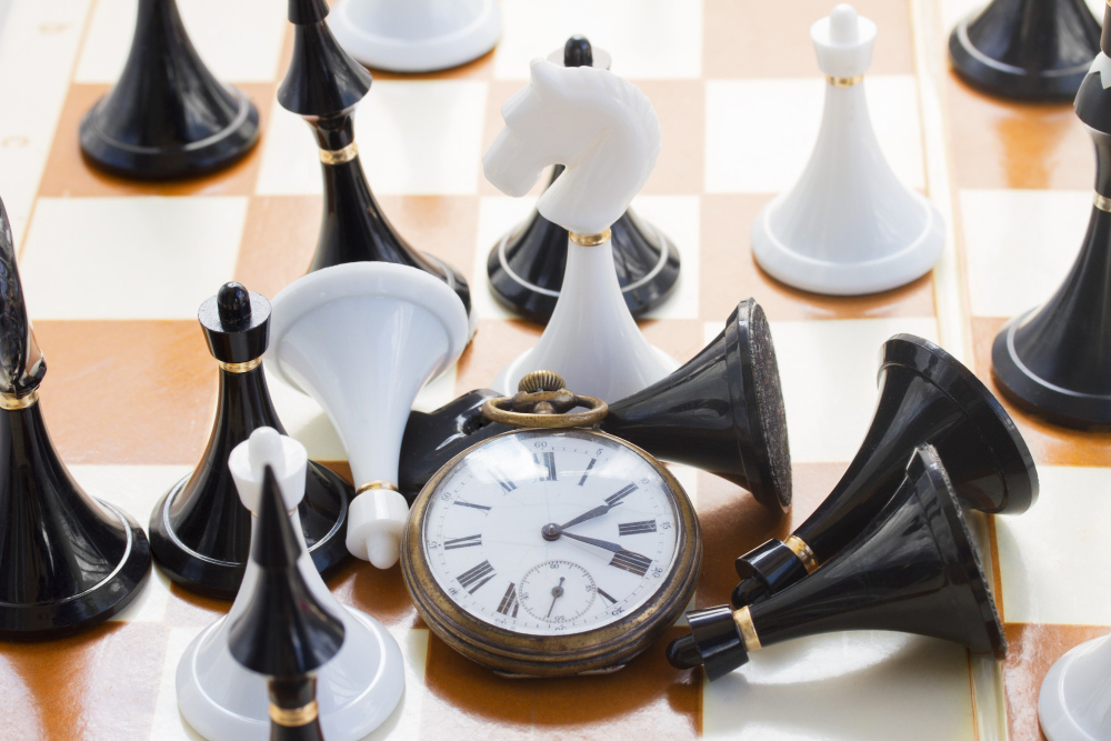 Piezas de ajedrez con reloj